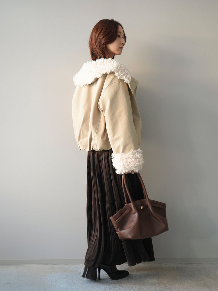 [SET]プードルファーダウンジャケット+ベロアティアードワッシャースカート(2set)