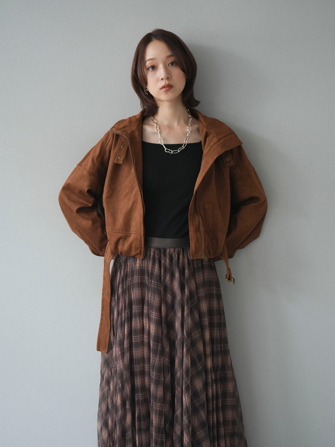 [予約]スエードバルーンショートブルゾン/camel