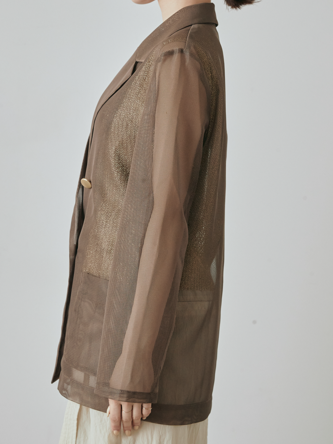 [予約]メッシュテーラードジャケット/モカ