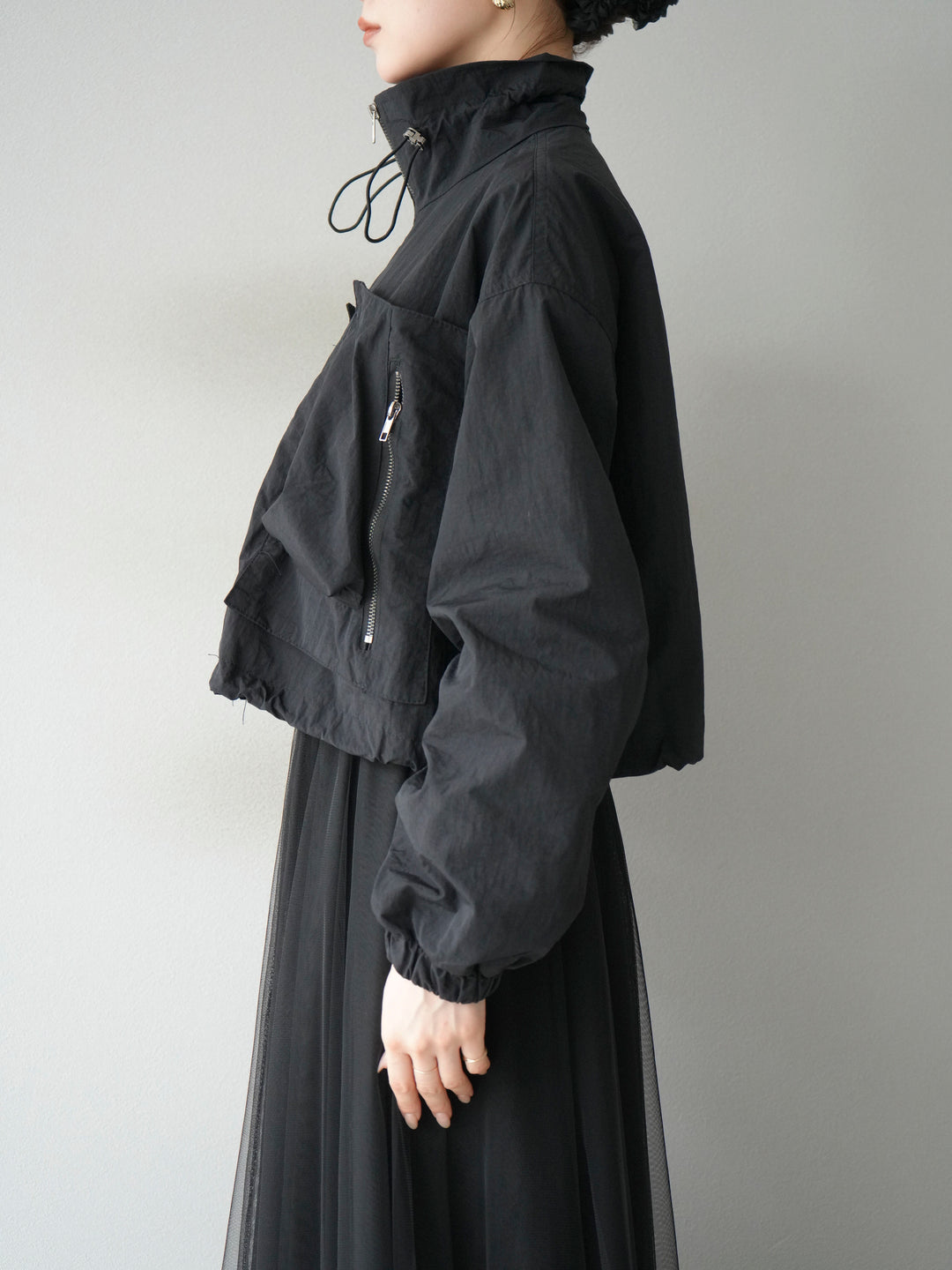 [予約]ポケットデザインショートブルゾン/ブラウン