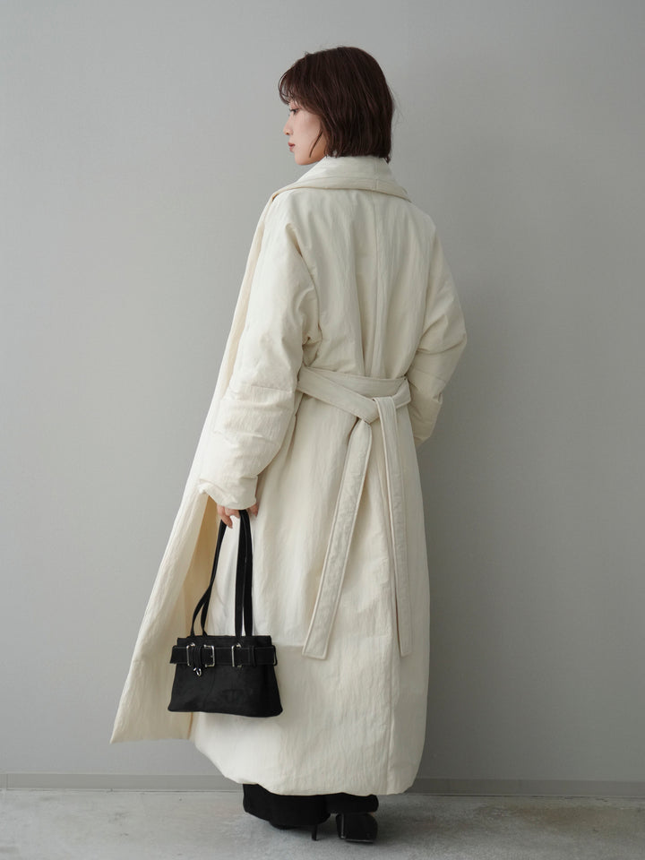 [SET]ロングダウンコート+ベルト付起毛コクーンパンツ(2set)