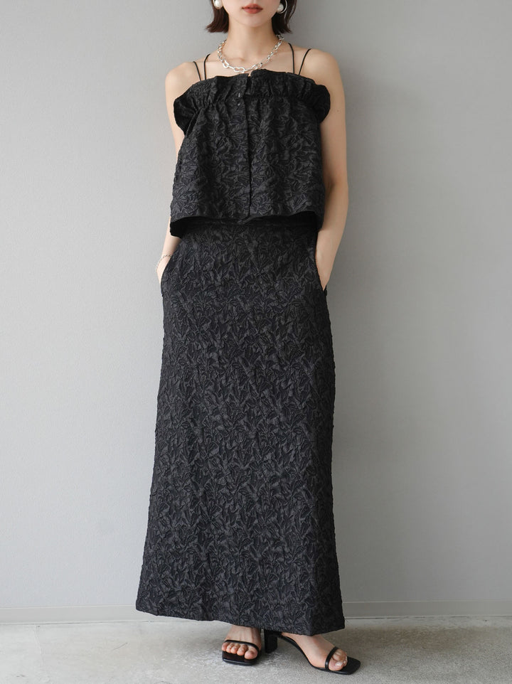 [予約]膨れジャガードマルチWAYスカート/ブラック