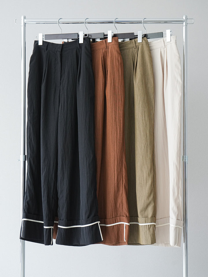 [SET] 前裹式無袖上衣+麻質下擺回型寬褲（2件組）