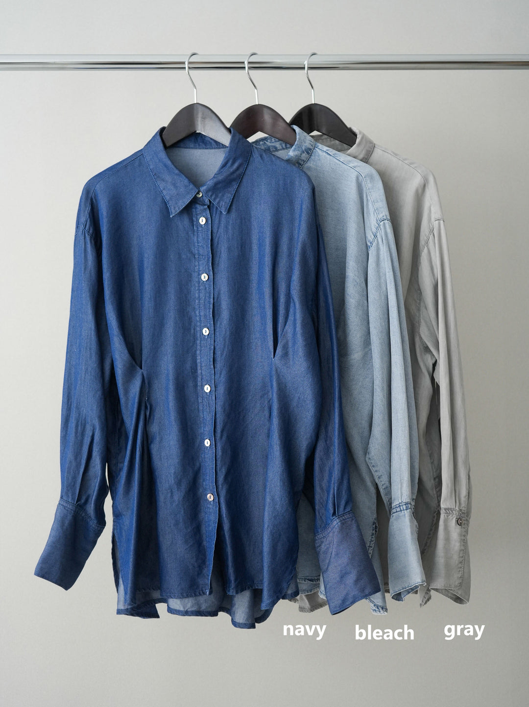 [SET]テンセルデニムタックシャツ+チュールボリュームスカート(2set)