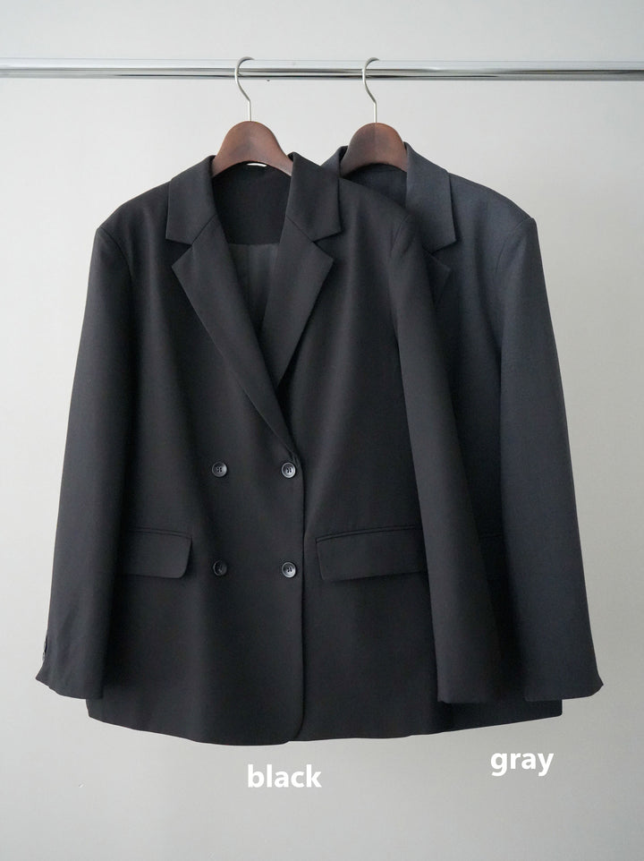 [SET]ノースリバルーンミニワンピース+ダブルブレストオーバージャケット(2set)