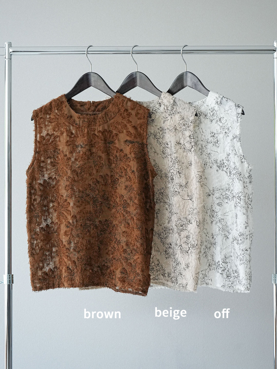 [SET]ストリングデザインハイウエストサロペット+ニュアンスフリンジジャガードノースリーブブラウス(2set)