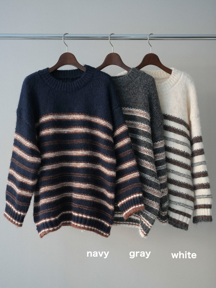 [SET]ステッチボーダーニットプルオーバー+ステッチボーダーニットプルオーバー(2set)