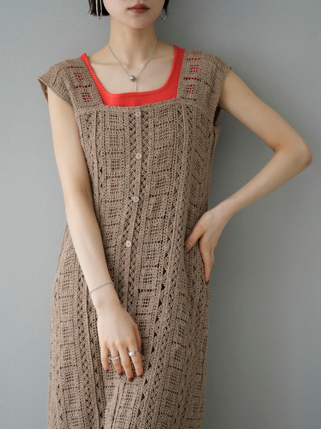 [Pre-order] 2-way crochet dress/mocha