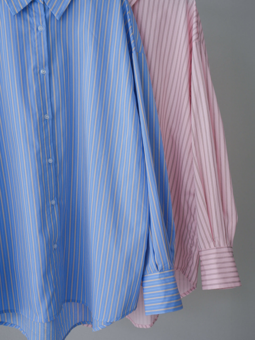 [SET]2wayルーズストライプシャツ+ベルト付キーホルダーモチーフワイドパンツ(2set)