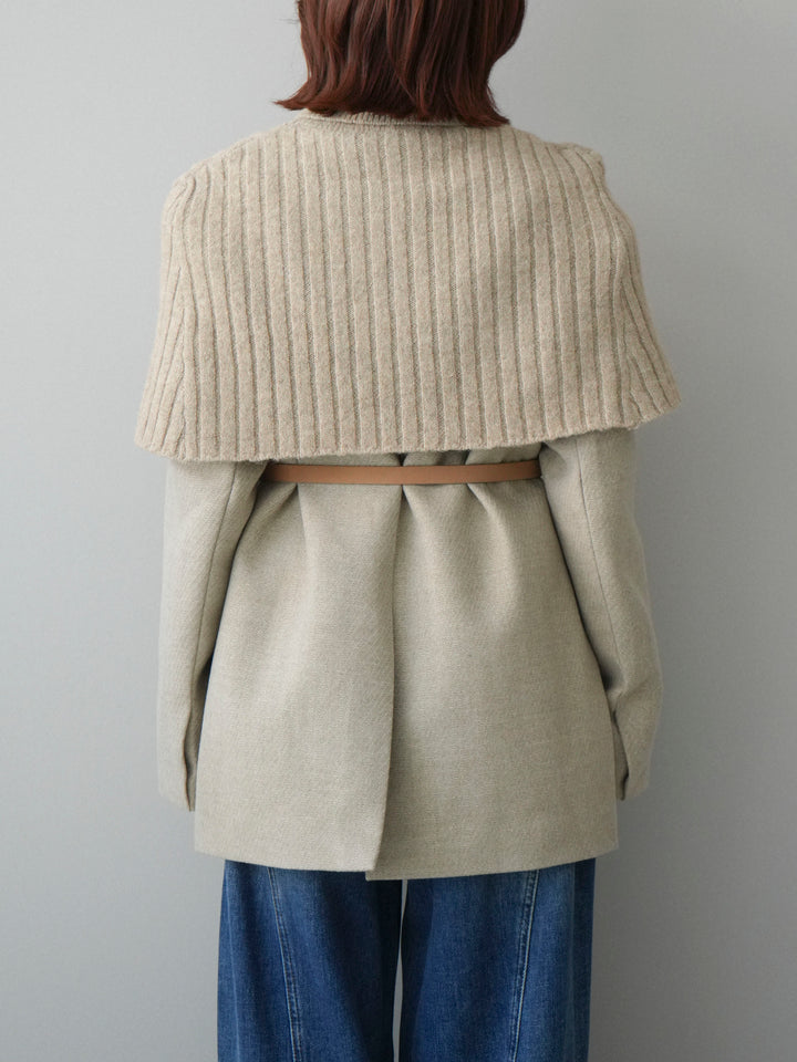[20%オフ]ケープ付ノーカラージャケット/ivory