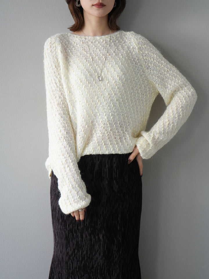 [SET]異素材ミックスヤーンニットプルオーバー+選べるアクセセット(2set)