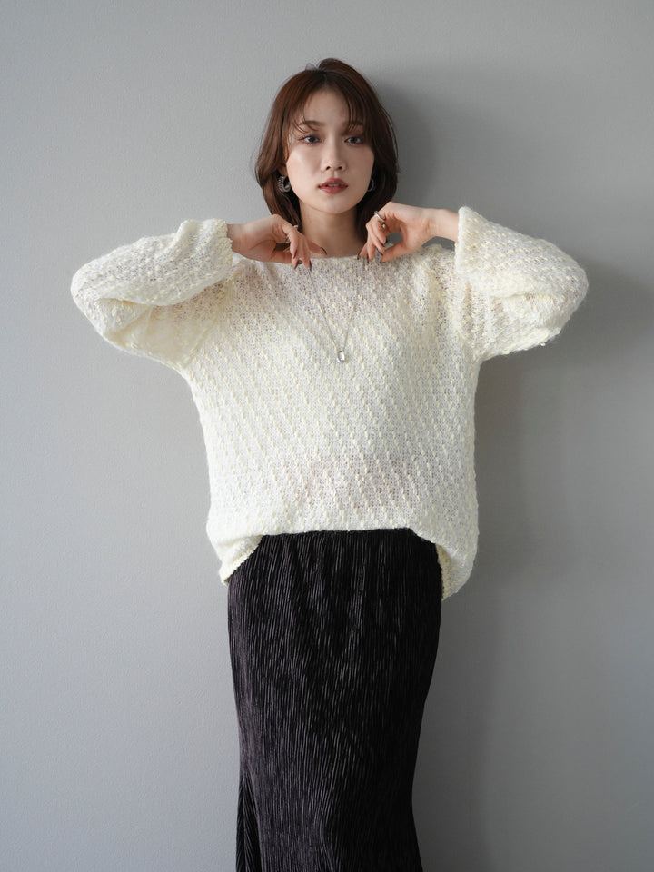 [予約]異素材ミックスヤーンニットプルオーバー/ivory