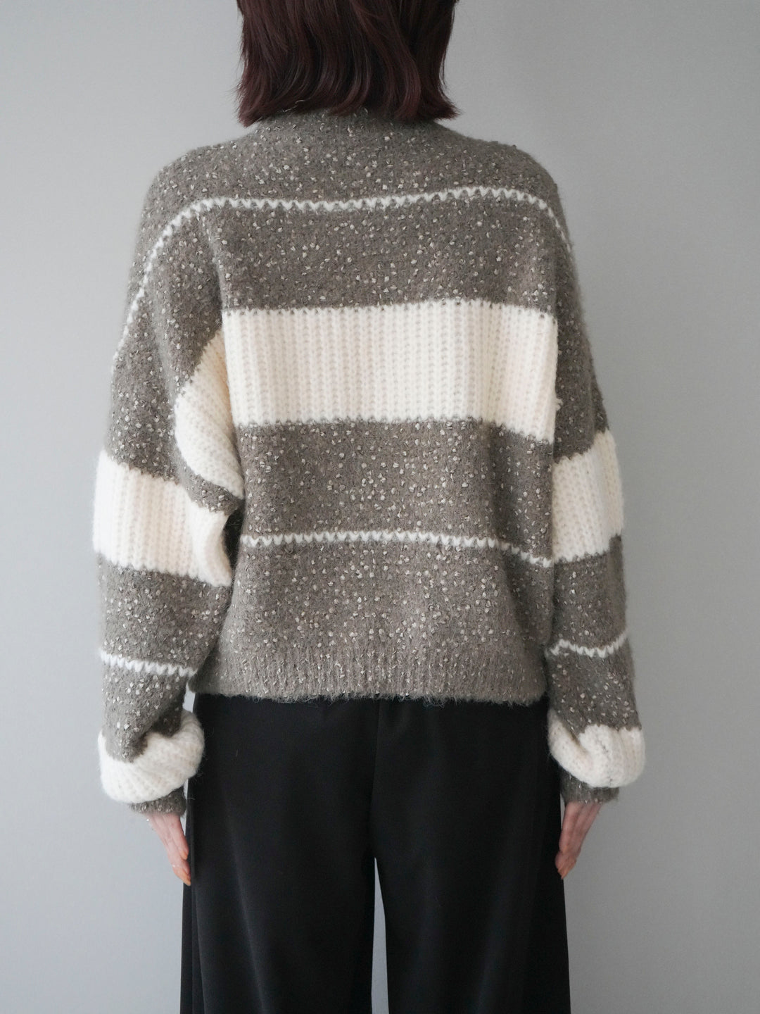 [予約]ネップヤーンボーダーニットプルオーバー/mocha