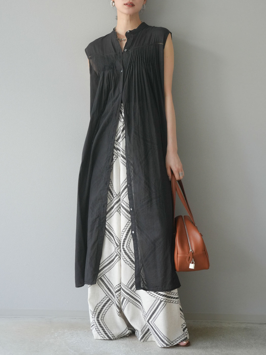 [予約]インド製コットンボイルワンピース/ブラック