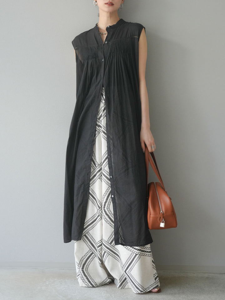 [予約]インド製コットンボイルワンピース/ブラック