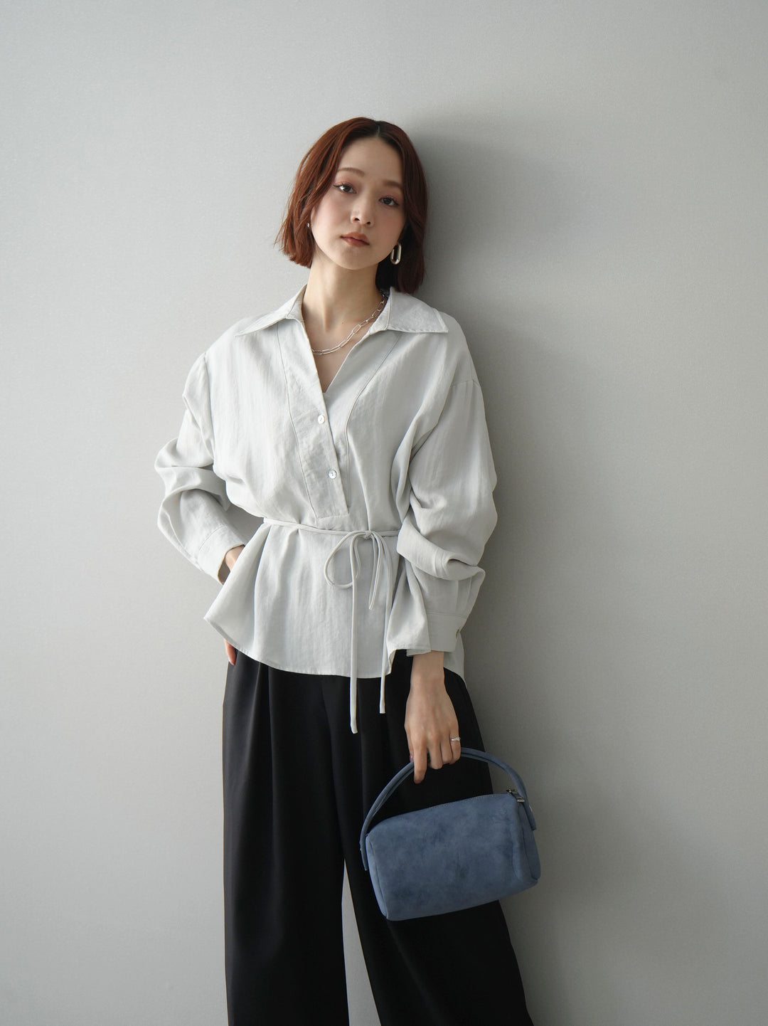 [SET]Vネック変形ラインシャツ+Vネック変形ラインシャツ(2set)