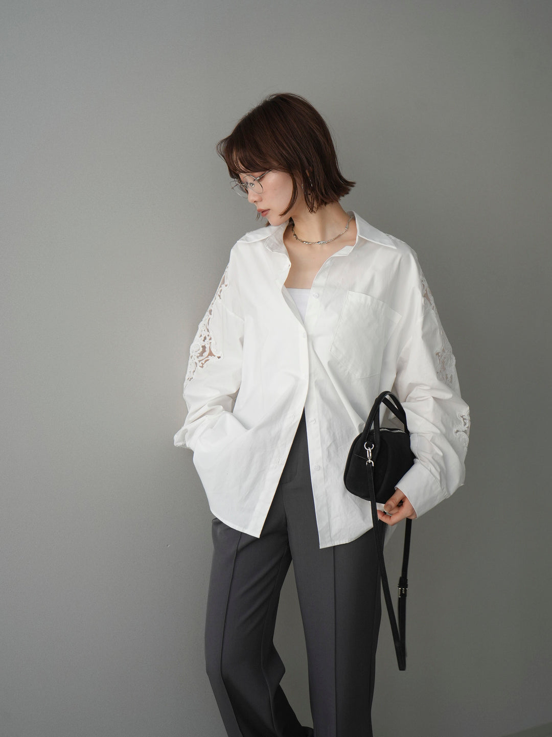 [SET]アームレースブロードシャツ+選べるアクセセット(2set)