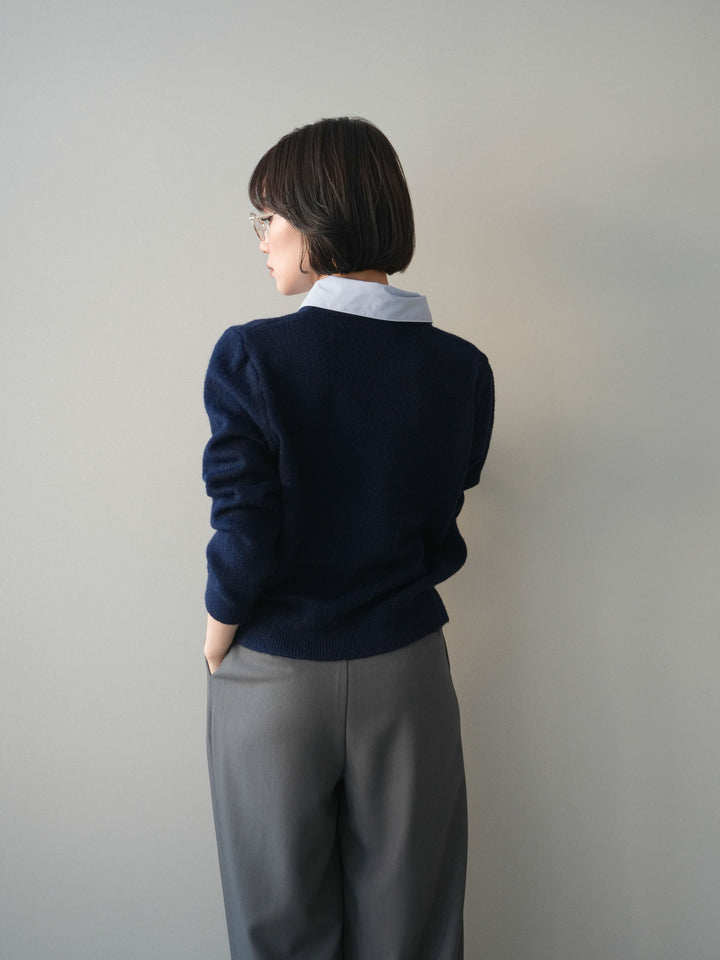 [予約]2WAY襟ニットプルオーバー/navy