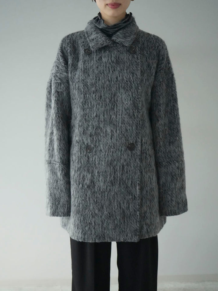 [Pre-order] Shaggy mid-length coat/charcoal