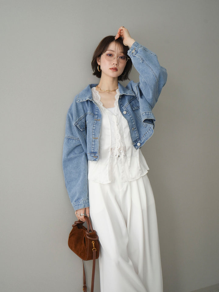 [予約]デニムショートシャツジャケット/blue