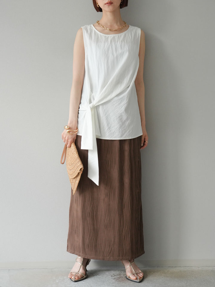 [予約]フロント巻きノースリーブブラウス/ホワイト