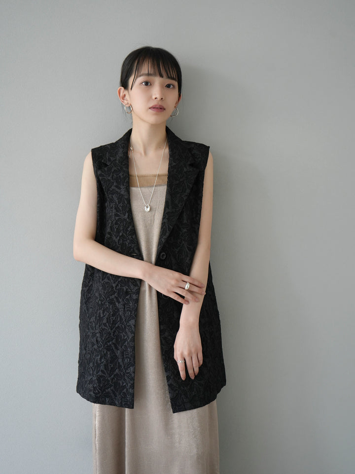 [Pre-order] Puffy jacquard tailored gilet/black