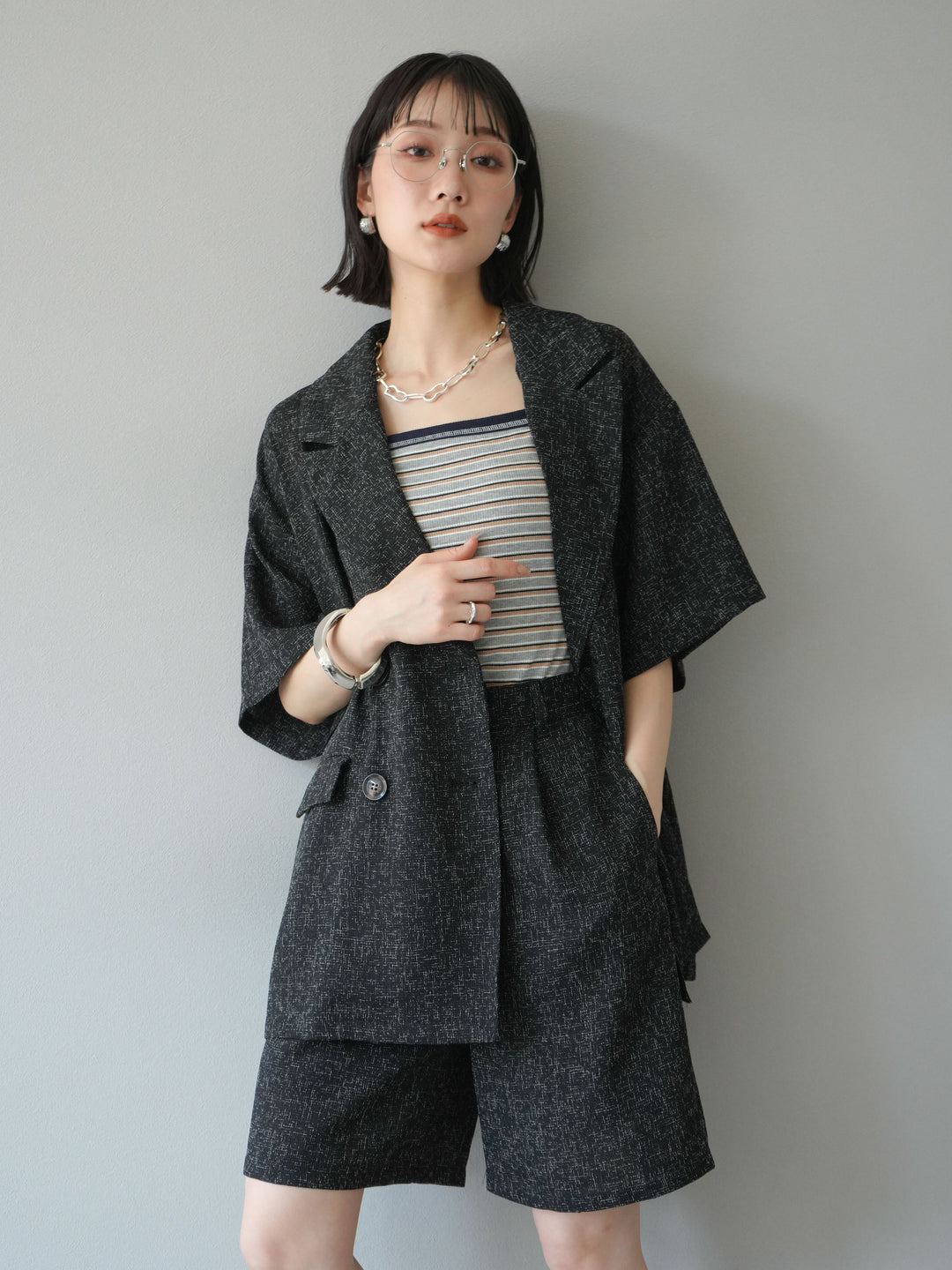 [SET]サマーツイードハーフジャケット+サマーツイードハーフパンツ(2set)