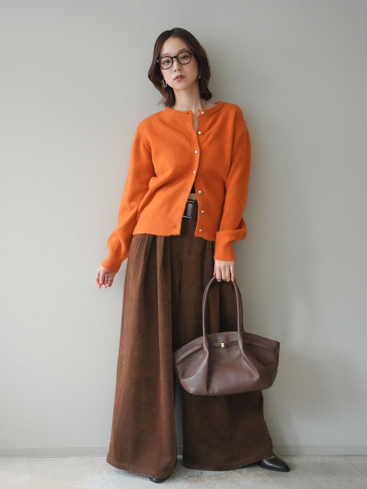 [予約]ベルトデザインループコールテンワイドパンツ(ベルト付き)/camel