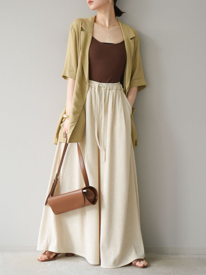 [予約]ライトリネンハーフスリーブジャケット/ベージュ