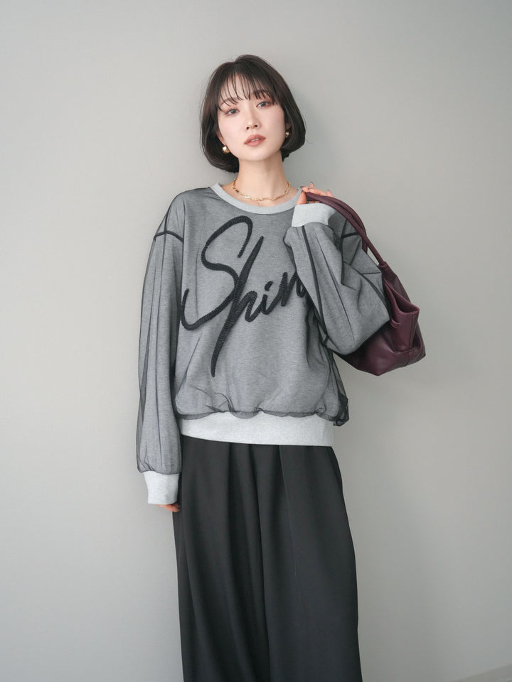 [SET]チュールレイヤードロゴスエットプルオーバー+選べるアクセセット(2set)