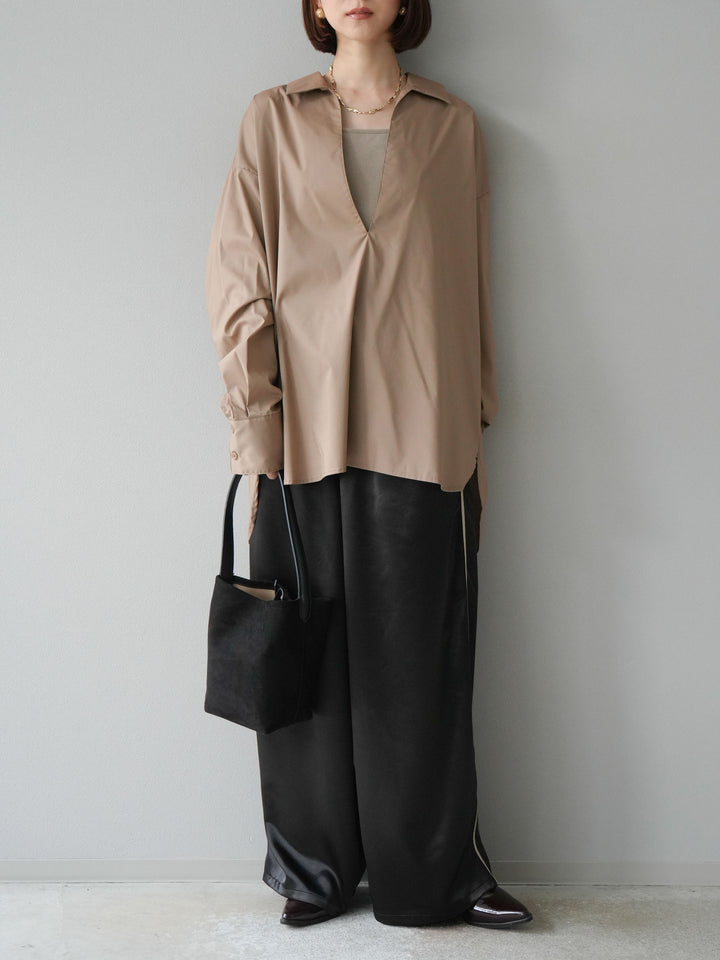 [予約]ブロードディープスキッパーブラウス/ベージュ