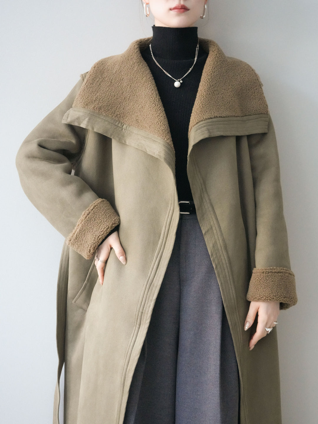 [予約]BIGカラームートンコート/khaki