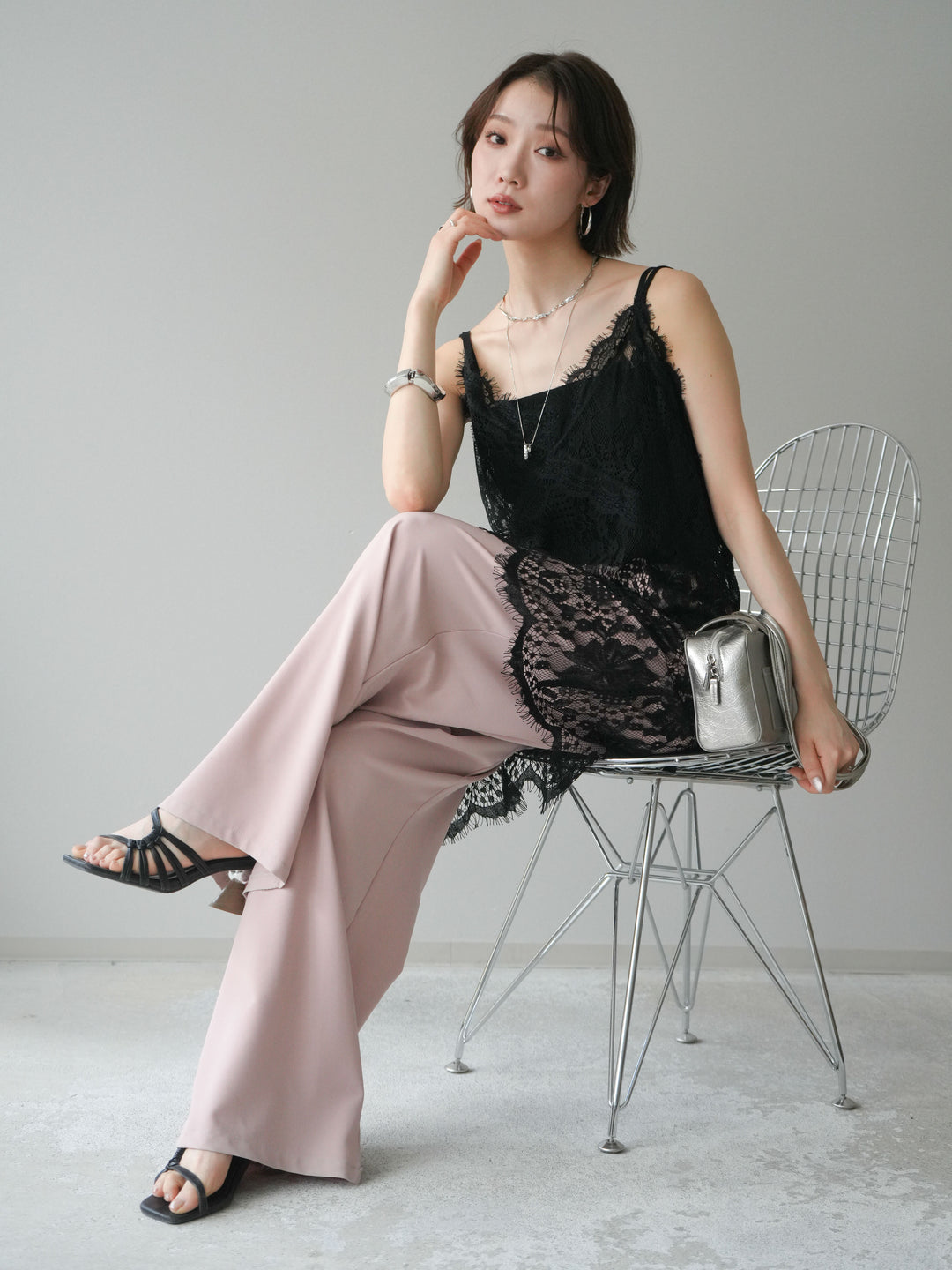 [予約]総レースチュニックキャミソール/black