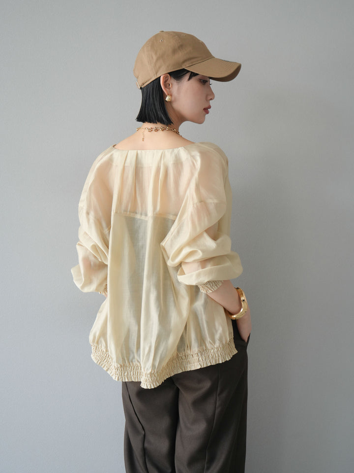 [SET]タックデザインシアーブルゾン+ヘザーツイルベルト付ベアサロペット(2set)