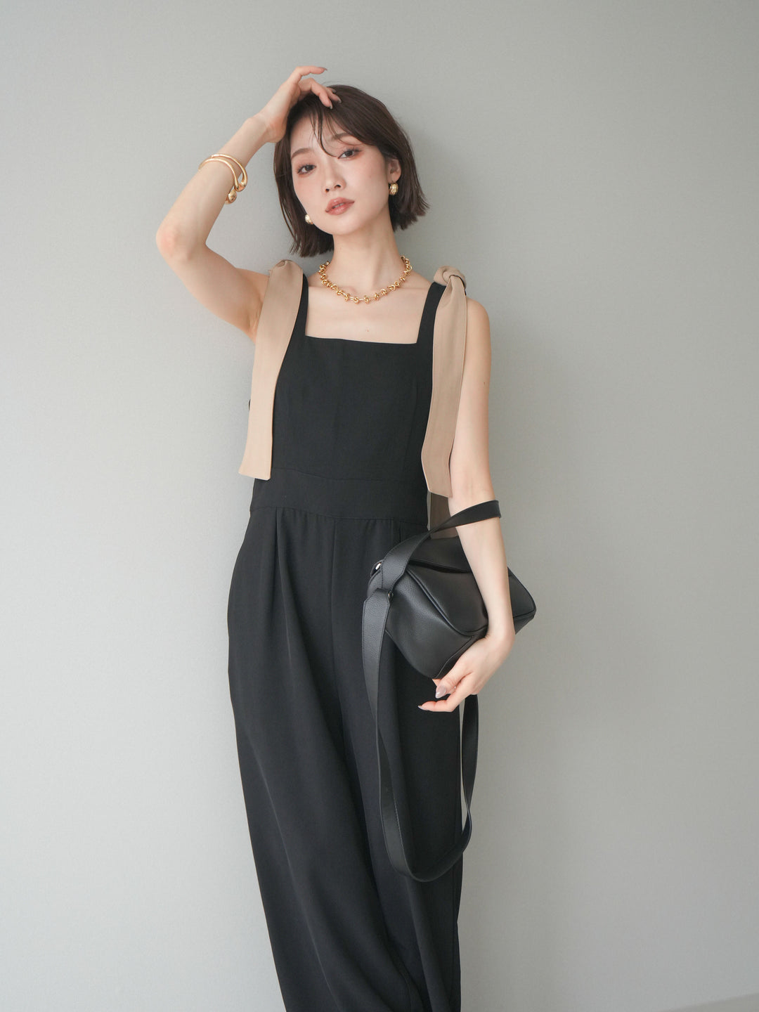 [SET]ショルダーリボンサロペット+選べるアクセセット(2set)