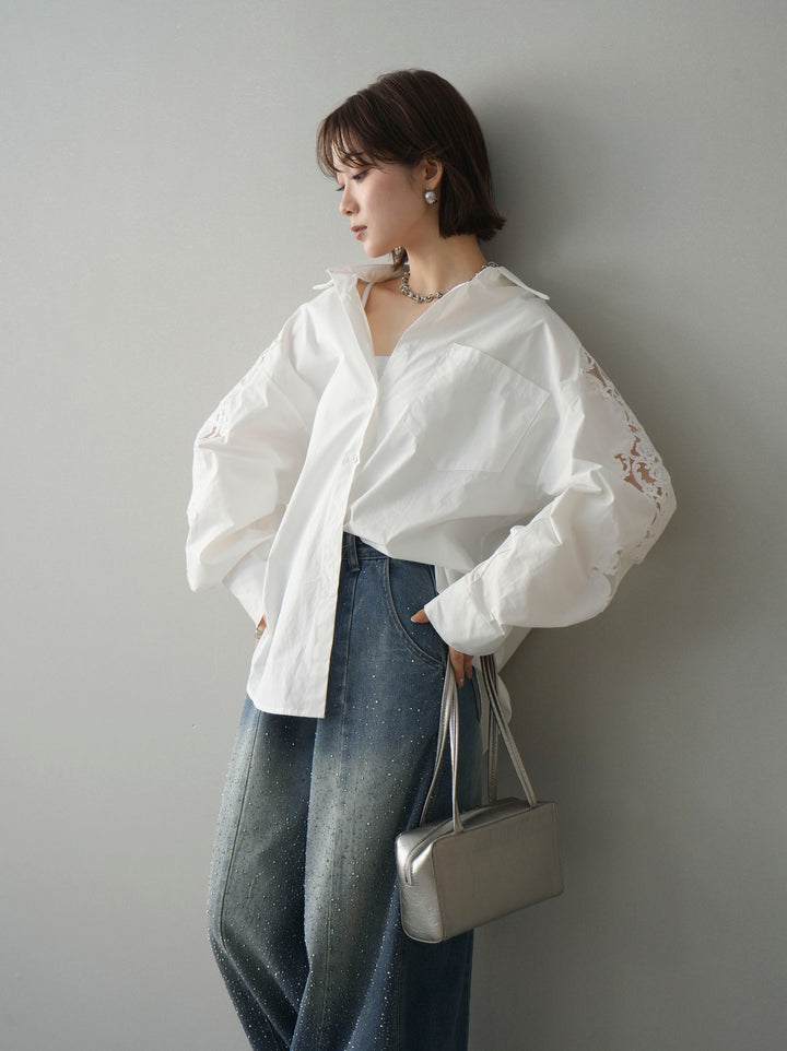 [SET]アームレースブロードシャツ+選べるアクセセット(2set)