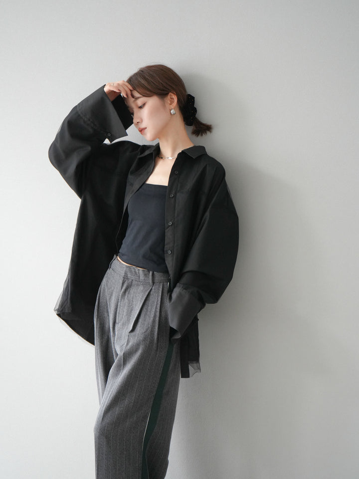 [予約]チュールドッキングブロードシャツ/ブラック
