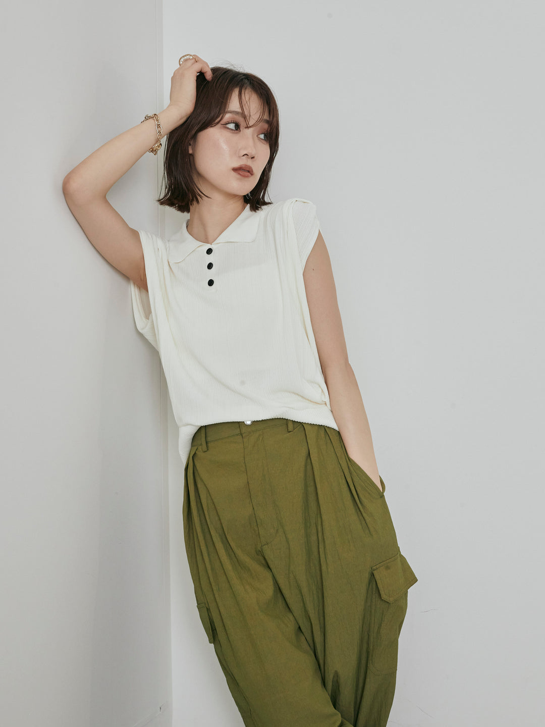 [予約]ランダムリブポロニットベスト/オフ