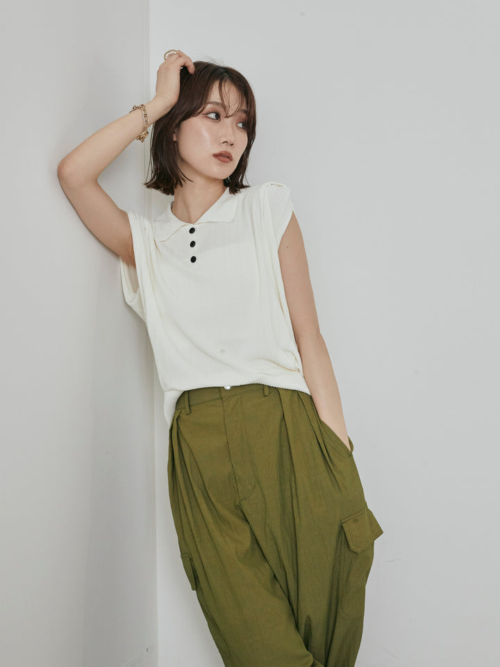 [予約]ランダムリブポロニットベスト/オフ