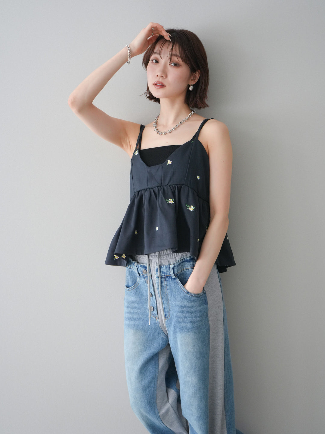 [SET]フラワー刺繍ビスチェ+選べるアクセセット(2set)