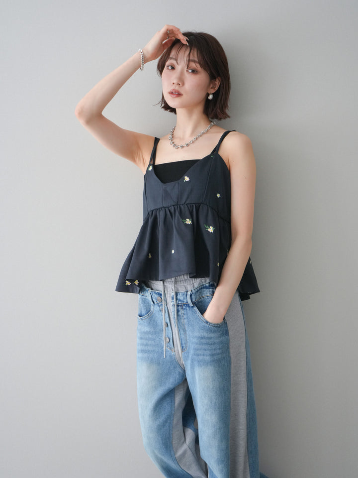[SET]フラワー刺繍ビスチェ+選べるアクセセット(2set)