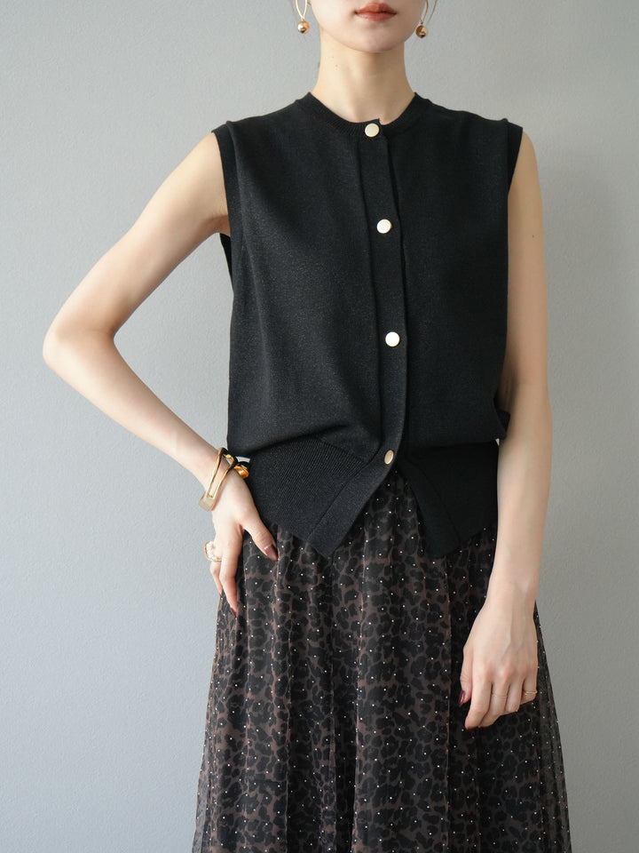 [予約]ラメニットベスト/ブラック