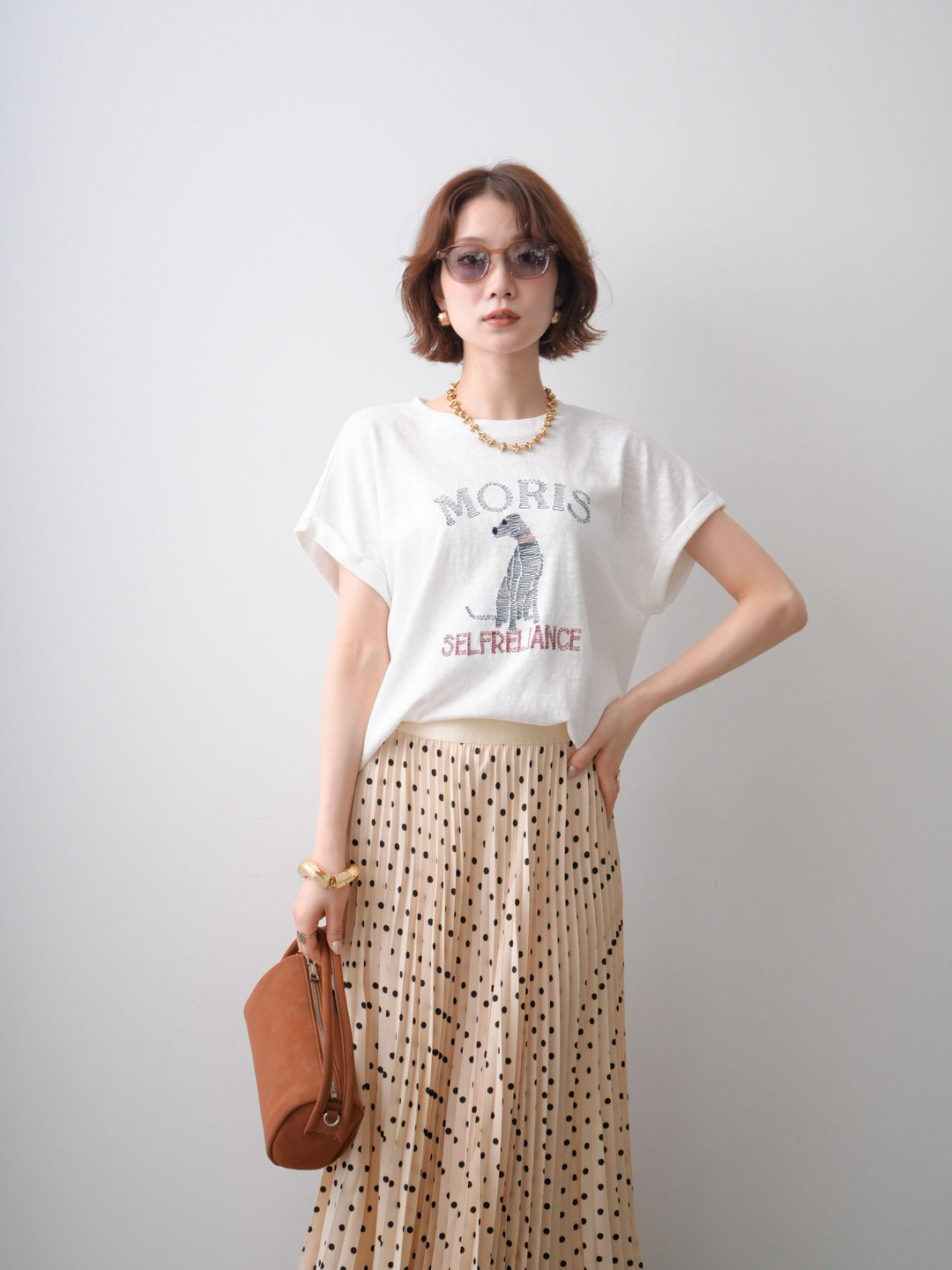 [予約]ドッグエンブロイダリーTEE/white