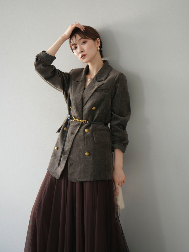 [SET]ベロアダブルジャケット+チュールボリュームスカート(2set)