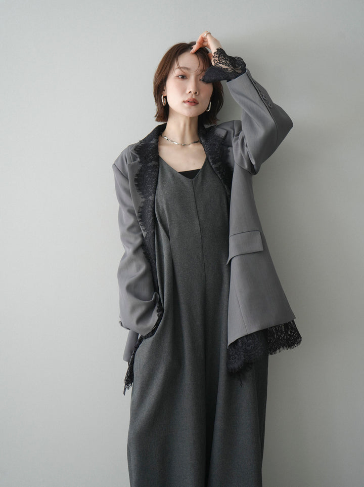 [予約]レースドッキングオーバージャケット/gray