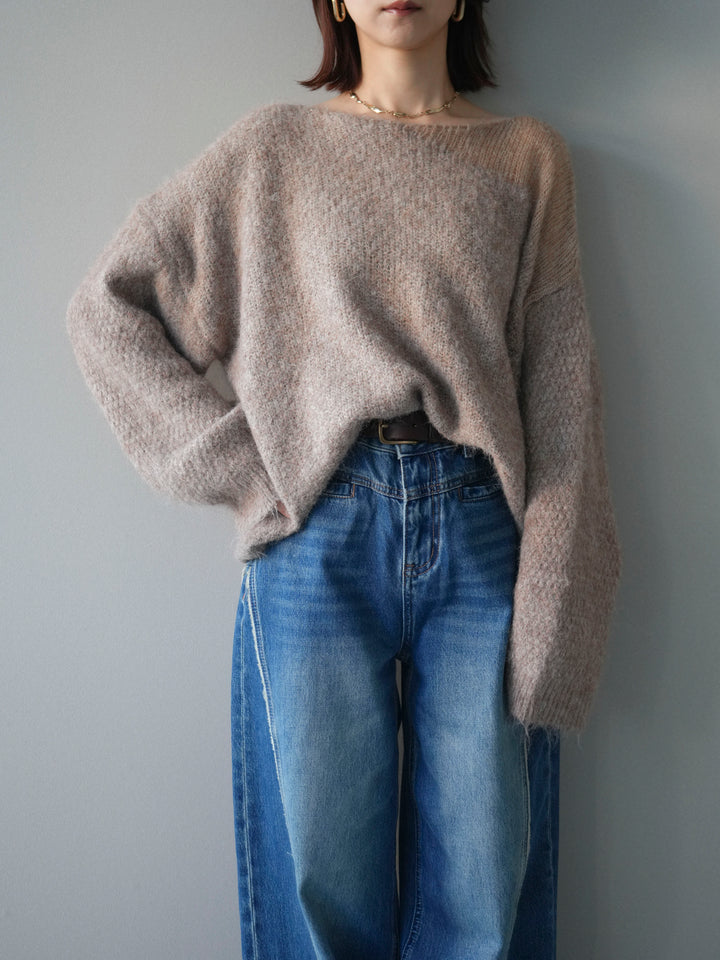 [予約]透かしデザインニットプルオーバー/ivory