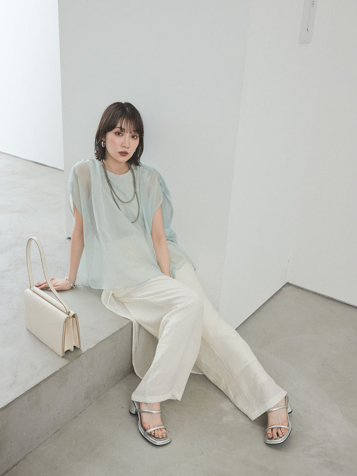 [予約]コンパクトスムースシアーレイヤードトップス/ミント