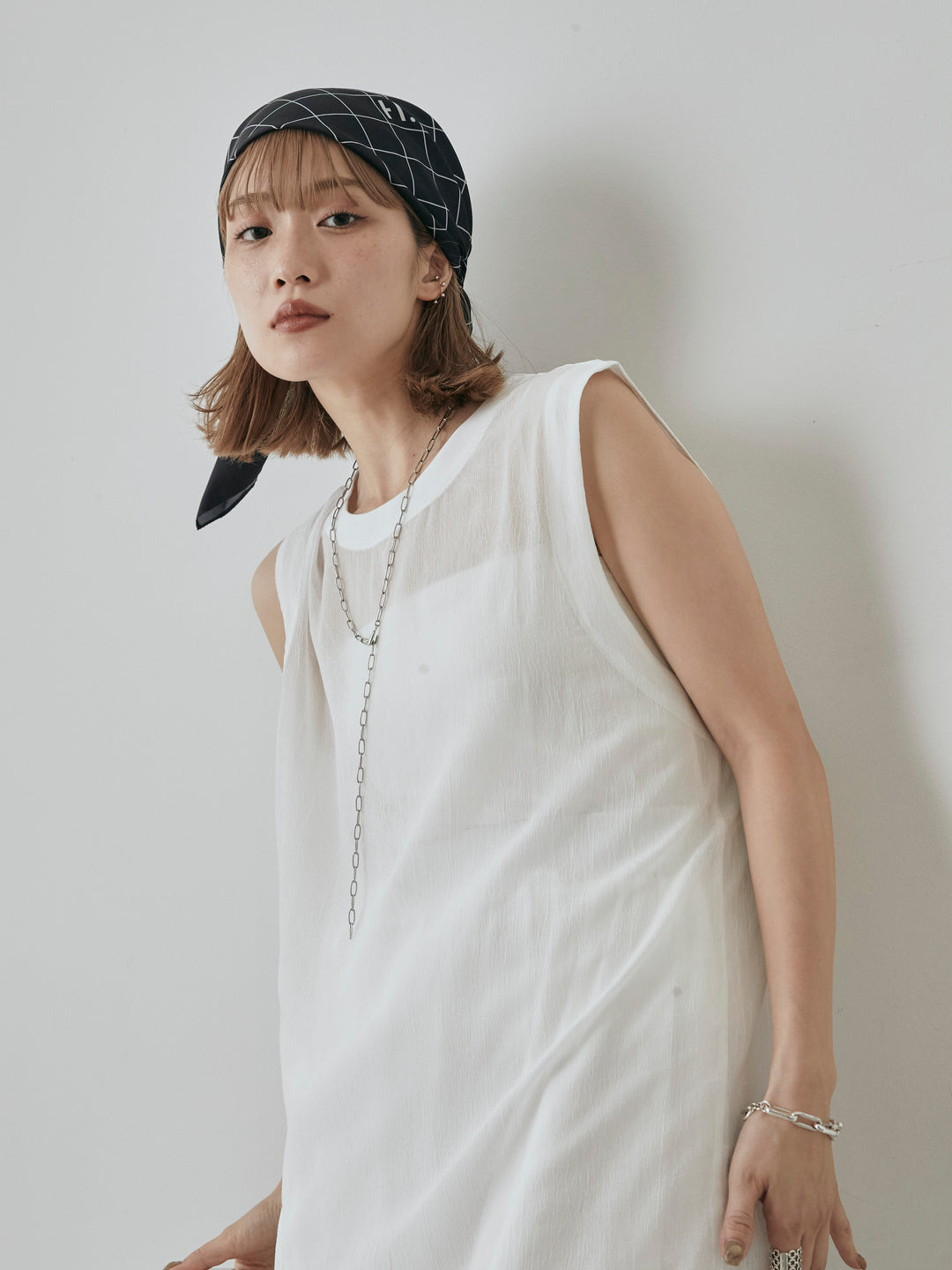 [予約]シアーワッシャーアシンメトリープルオーバー/ホワイト