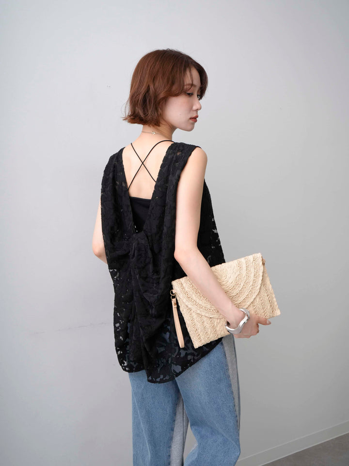 [予約]シアージャガードバックツイストノースリブラウス/black