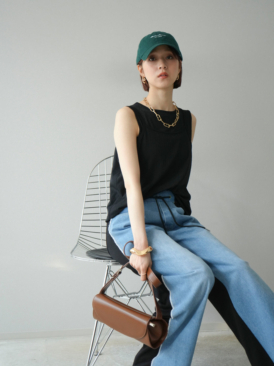 [予約]アイスタッチ2WAYデザインキャミタンク/ブラック